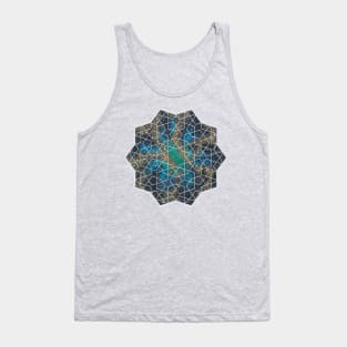 Galaxy artwork with geometric pattern and silver lines Tank Top